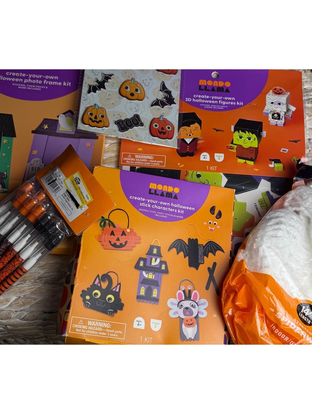 Mondo Llama Halloween Craft Kits Bundle Create Your Own Stick Characters, 3D 3